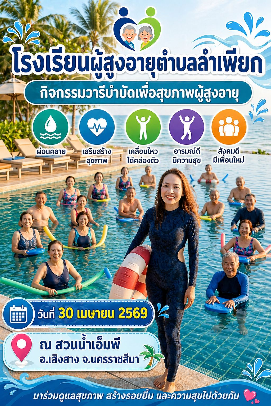 โครงการสร้างเสริมสุขภาวะผู้สูงอายุ ภายใต้กิจกรรม วารีบำบัดเพื่อสุขภาพผู้สูงอายุ